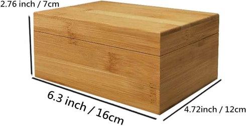 Zhou Bamboo Natural Storage Box with Cover - Unpainted Wooden Gift Box (6.3x4.72x2.76 inch)...