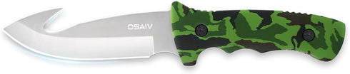 Fixed Blade Hunting Knife with Sheath,Full Tang Stainless Steel Camping Knife with Gut Hook Edge,Portable Deer Skinning Knife for Hunter,Outdoor H...