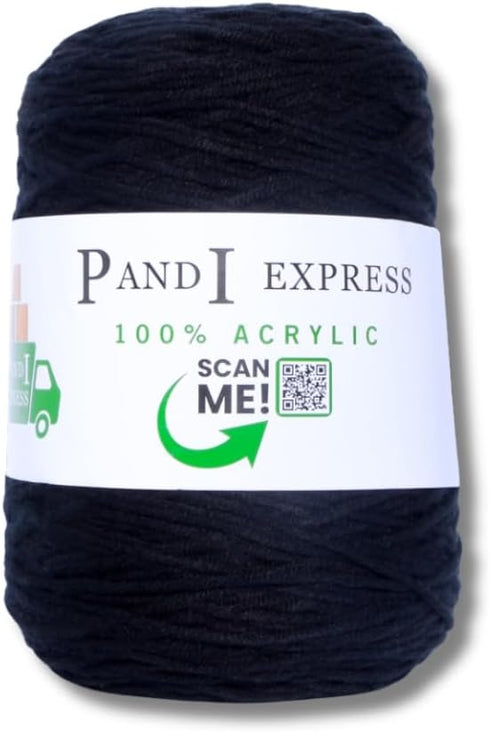 400g 8 Ply 100% Acrylic Yarn for Tufting, Crochet, Rug Weaving, Knitting, Crafts, Stitching Thread - 1 Cone x 400g (425m-475m) (Black)......