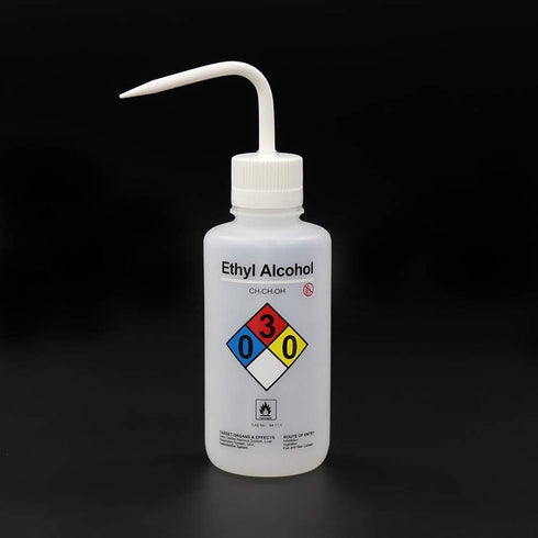 ULAB Scientific Wash Bottle Set, 1 of Each for Self-Venting Safety Wash Bottles of Distilled Water and Ethyl Alcohol, Vol.500ml, LDPE Material, 1p...