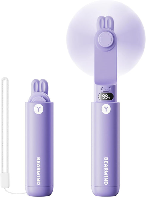 Portable Handheld Fan, Personal Mini Fan - Hand Held Fan, LED Display, USB Rechargeable Small Travel Fan with Portable Charger, Cute Lash Eyelash ...