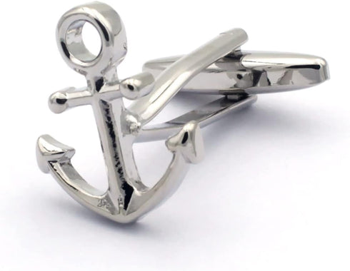 Sailing Boat Yacht Anchor Smart Shirt Tie Clip and Cufflinks Set...