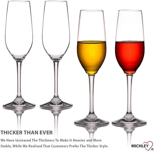 MICHLEY Tritan Champagne Flutes Glassware 6 oz, Set of 4 Unbreakable Plastic Wine Glasses, Crystal Clear, Dishwasher-safe...
