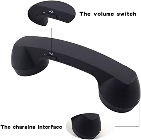 Retro Telephone Handset, Bluetooth Cordless Mobile Phone Radiation Proof Telephone Handset USB Handsets for Cell Phones(Black)...