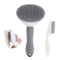 Cat Brush with Release Button, universal for cats and dogs, one click release, brush and flea comb combination set?Pet Hair Comb Tear Stay Removal...