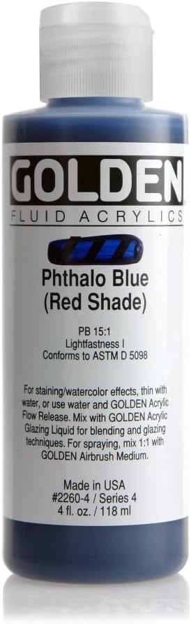 Golden Fluid Acrylics - Phthalo Blue (Red Shade) - 4 oz Bottle...