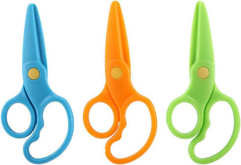 Preschool Training Scissors,3Pcs Children Safety Pre-School Safety Scissors Art Craft Scissors, 2 x 5 inches, Orange/Green/Blue...