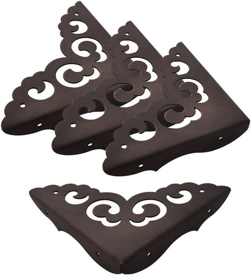 Corner Protector Edge 4 Pcs Antique Metal Decorative Box Bumpers for Cabinet Chest Desks Jewelry Door Drawer Tables Guard Furniture Hardware Acces...