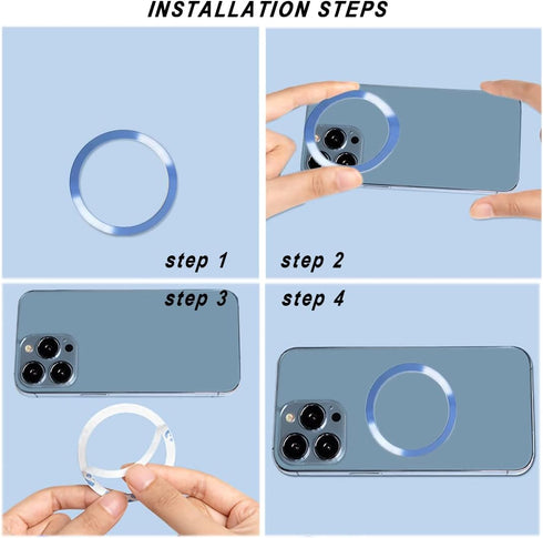 10 Pcs Metal Ring for Magnetic Wireless Charger, 2 Styles, Universal Ultra Thin CD Stripe Round Ring Sticker Conversion Kit Compatible with MagSaf...