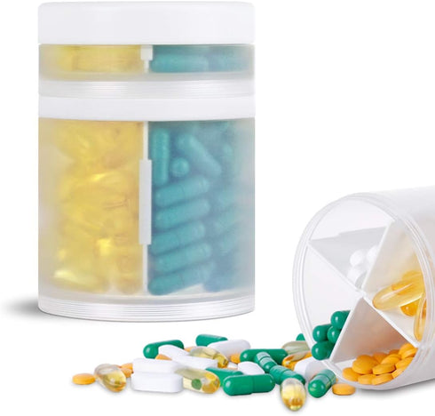 Extra Large Supplement Organizer and Portable Pill Case with 8 Compartments Double Layers Medicine Dispenser Monthly Vitamins Organizers Pill Bott...