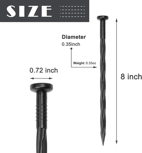 Plastic Landscape Anchoring Spikes 25 Pcs 8 Inch Nylon Spiral Landscape Spikes for Yard, Garden Lawn, Weed Barriers, Artificial Turf, Tent...