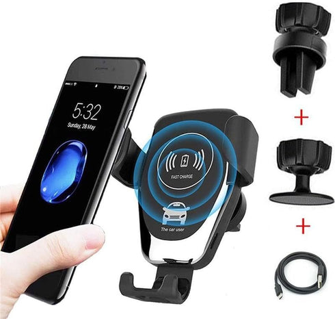 Q12 QI Car Phone Charger Holder Universal Quick Charging Ball Air Vent Wireless Navigation Stand for Samsung iPhone...