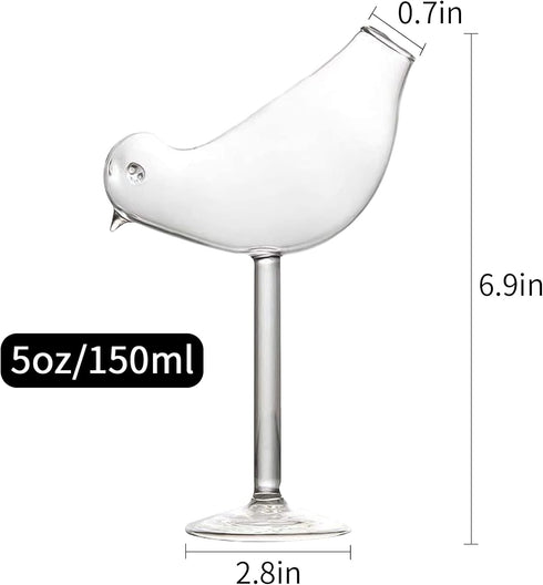 Cocktail Glasses Bird Shaped Cocktail Wine Glass 5oz/150ml Set of 2 Bird glasses Drinking Unique Champagne Coupe Glass Bird Shape Martini Goblet C...