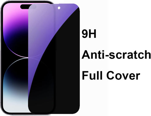 3 Pack Anti-Blue Privacy Tempered Glass Suit for iPhone 14 Pro Anti-Spy Screen Protector Anti-Peeping Film 9H Hardness Anti-scratch 6.1 inch (Blue...
