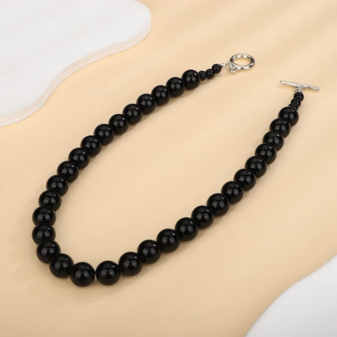 Denifery Vintage Black Pearl Choker Bohemian Pearl Ball Necklace OT Toggle Choker Dainty Women's Collar Necklace Prom Party Festival Gift...