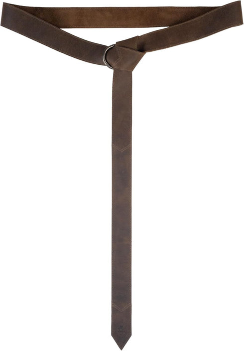 Viking Belt for Men with Stitching, Renaissance Knight Belt, Half Ring Closure, LARPing, Full Grain Leather, Handmade Accessories, Bourbon Brown...