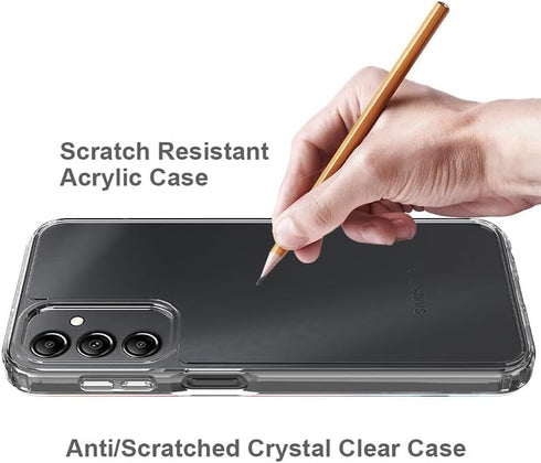 for Samsung Galaxy A34 5G Case Crystal Clear Slim Hard Case Hybrid Shockproof Bumper with Tempered Glass Screen Protector Full Body Anti-Yellow An...
