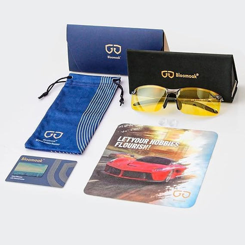 B BLOOMOAK Night Driving Glasses, Polarized Sports Night Vision Glasses - Anti glare, UV 400 Protection, Ultra Light...