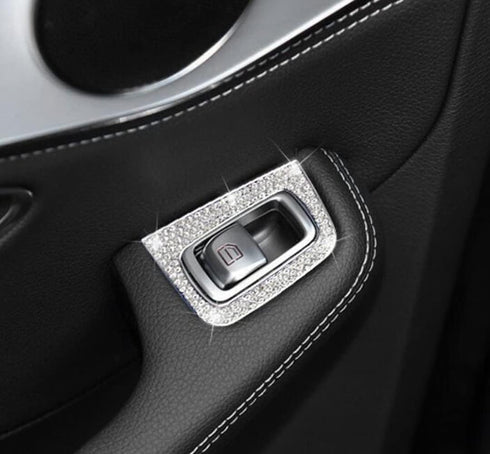 Compatible with 2015-2021 Mercedes Benz C300 W205 GLC300 Bling Accessories Window Glass Lift Switch Button Rhinestone Decals...