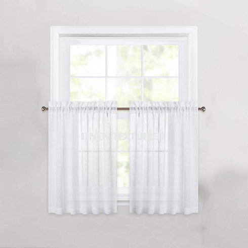 Cozynight White Sheer Tier Curtains 36 inch Length Linen Curtain Sheers Transparent Half Window Curtains Kitchen Tiers Bathroom Cafe Curtain Light...