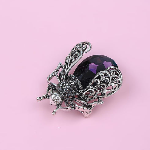 2Pcs Crystal Insect Brooch Beetles Brooches Pin Fashion Brooch For Women Pins Scarf Clip Jewelry Broach Purple Blue...