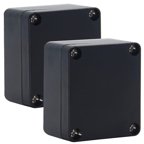 2 Pack Project Box IP65 Waterproof Junction Box ABS Plastic Black Electrical Boxes DIY Electronic Project Case Power Enclosure 2.48"x2.28"x1.38" (...