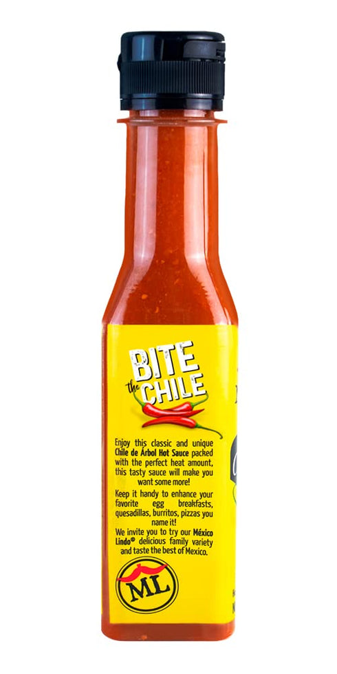 Mexico Lindo Chile de Arbol Hot Sauce Ingredients | 12,190 Scoville Level | Classic Flavor | 5 Fl Oz Bottles (Pack of 2)...