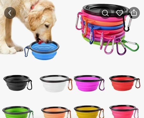 Collapsible Pet Feeder, Silicone Material, Suitable for Cats and Dogs, Outdoor Use...