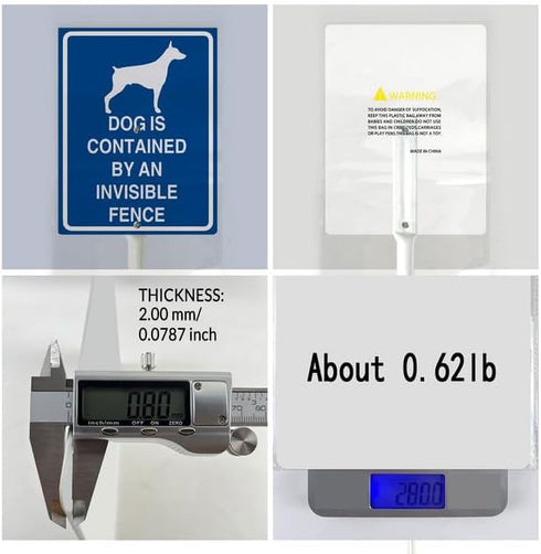 Dog is Contained by An Invisible Fence Yard Sign with Stake 7x8.8inch Rustproof Outdoor Aluminum Sign for Yard Garden Lawn Street Outdoor...