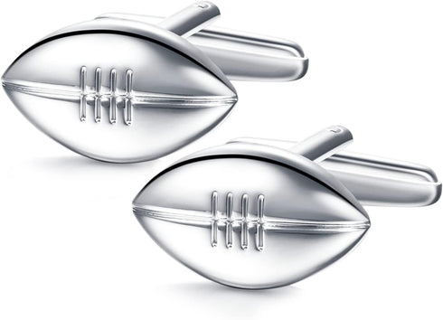 HONEY BEAR Rugby Ball Football Sport Cufflinks for Men Shirt Wedding Gift Silver...