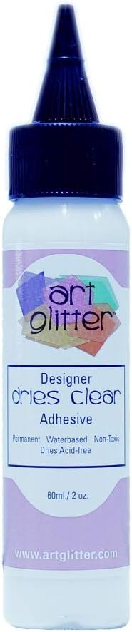 Art Institute Glitter Designer Dries Clear Adhesive 2 OZ W/Black SPOUT...