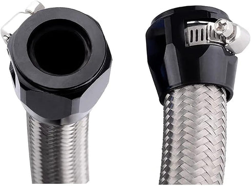 Flexible Rubber Pipe Clamps - 6AN Hose Finisher Clamp with Screw Band for 3/8 Fuel Line, 4Pcs/Pack Black Hose Connectors, Great for Fuel/Oil/Diese...