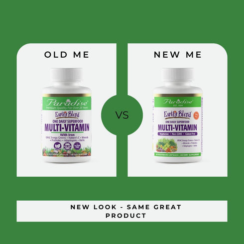 Paradise Herbs, Earth's Blend, Multivitamin, with Iron, 48 Organic Superfoods, Probiotics, Antioxidants, Vitamins A, B12, C, D, K2, Daily Superfoo...