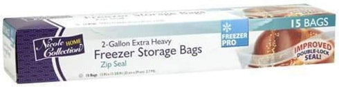 Nicole Home Collection Premium Clear 2 Gallon Zip Seal Challah & Freezer Bags - (15 Pack) - Perfect for Baking, Freezing & Everyday Use...