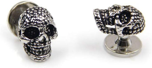 Black Skull Cufflinks and Dress Shirt Studs Set for Tuxedo Party Gift Accessories...
