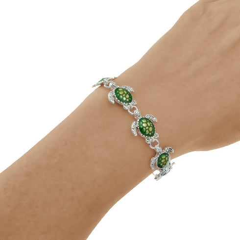 Green Sea Turtle Bracelet Silvertone...