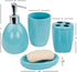 Home Basics 4-Piece Bathroom Accessory Set, Includes Soap/Lotion Dispenser, Toothbrush and Toothpaste Holder, Soap Dish, and Tumbler, Turquoise...