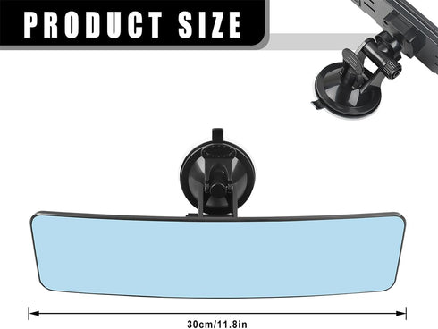12" Universal Rear View Mirror, Upgraded Larger Size Wide Angle Convex Mirror with Stick-On Design, Replacement for Cars, SUVs, Vans, Trucks and S...