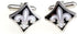 Fleur De Lis Black White Pair Cufflinks in a Presentation Gift Box & Polishing Cloth...