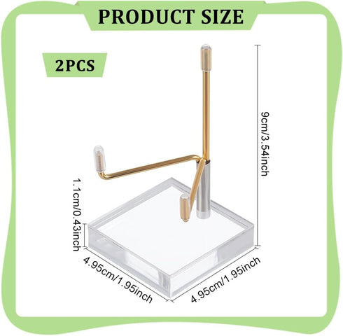 FINGERINSPIRE 2 Sets Adjustable Metal Arm Display Stand 2x2x3.5Inch Square Clear Acrylic Display Stand with Metal Arm Small Display Easel Holder f...