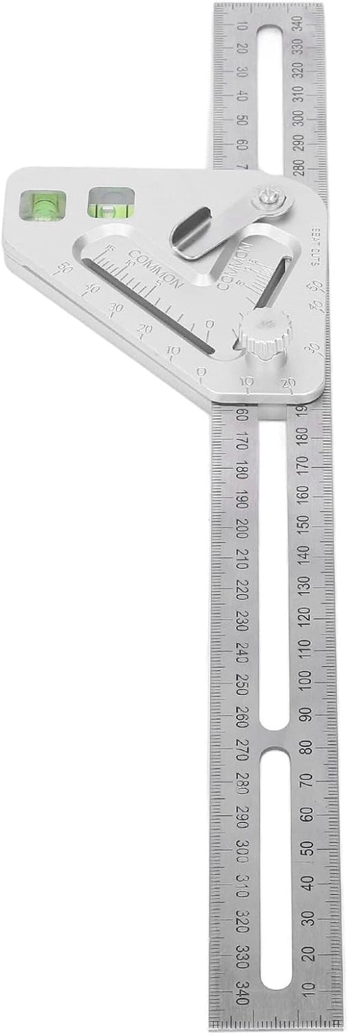 Combination Square with Bubble Level Silver Flexible Woodworking Triangle Ruler Carpentry Tools...