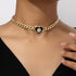 Heart Necklaces for Women Silver Heart Choker Gold Heart Necklace Cuban Link Chain Gold Chunky Necklace CZ Heart Pendant Punk Statement Necklace F...