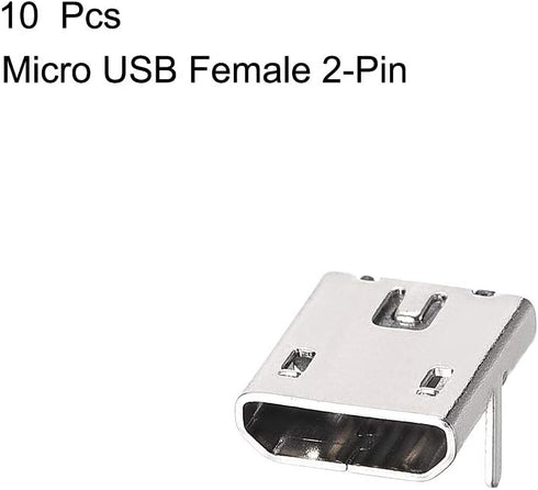 uxcell 10PCS Micro USB Female Socket Connector 2-Pin DIP 90 Degree Replacement Adapter...