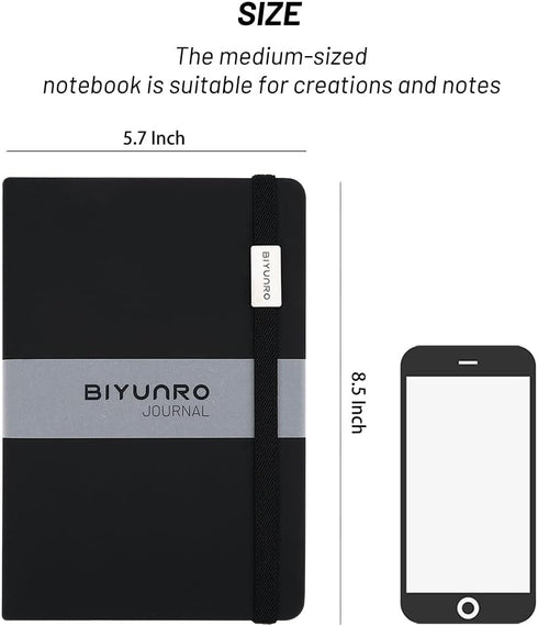 Journal Notebook, Diary Journals for Writing Travel Daily Work - Lined, 5.7” x 8.5”, Hardcover, Leather (Black)...