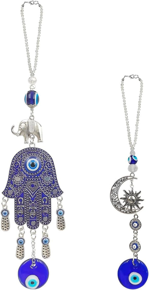 Evil Eye Car Hanging Ornament, AFUNTA 2 PCS Charm Car Mirror Hanging Accessories Evil Eye Beads Pendent for Window Car Door Frame Balcony...