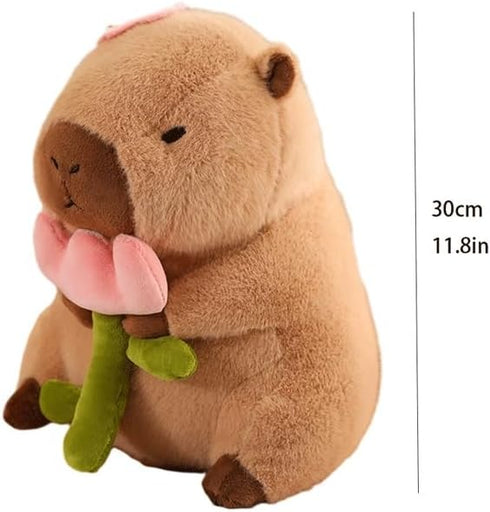 Plush Toy Pillows Capybar Plush Toy with Rose Soft Capybar Plushie Pillow Capybar Stuffed Animal Plush Toy (Size : 11.8in)...