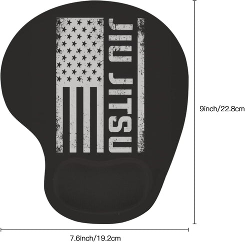 Brazilian Jiu Jitsu American Flag Mouse Pad with Wrist Support-Bottom Nonslip Personalized Mouse Pad Relieve Wrist Pressure Keyboard Mouse Pad Can...