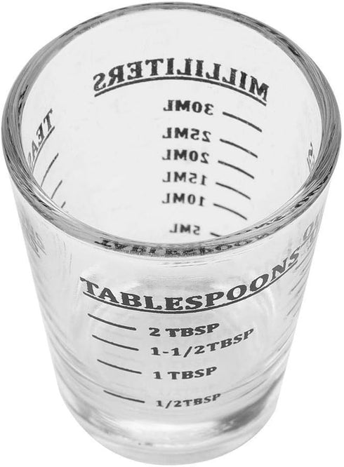 Maxmartt Measuring Shot Glass, Measuring Cup 4 Scales 1ounce 30ml Small Glass Measuring Cup Oz/Ml/Teaspoon/Tablespoon Kitchen Tool with Ounces Mil...