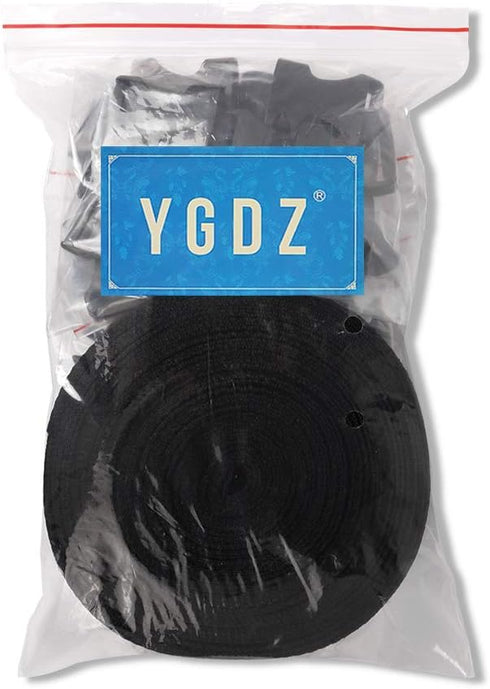 Buckles Strap Set, YGDZ 10 Yards 1 Inch Nylon Webbing Strap with 20 Set Side Release Plastic Buckles for Luggage Strap Backpack Repairing, Black...