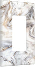 White Gold Marble Pattern Single Rocker Light Switch Plate Decorative Electrical Wall Plates, 1 Gang Light Switch Cover Plate 2.7" X 4.4" For Kitc...